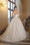 Abito da Sposa Cuore Cerniera in Organza in Pizzo con Perline