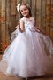 Abito da Cerimonia Bambini A-Line con Increspato in Tulle con Fiore