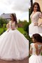 Abito da Sposa Coda A Strascico Corto in Tulle Ball Gown con Maniche Lunghe Naturale