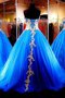 Abito Quinceanera Lunghi Ball Gown Allacciato con Perline con Maniche Lunghe