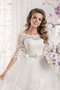 Abito da Sposa in Pizzo Naturale con Mezze Maniche con Seghettato A-Line