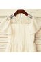 Abito da Cerimonia Bambini Naturale con Manica Corte A Terra in Chiffon Cerniera