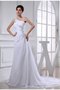 Abito da Sposa Monospalla in Chiffon A-Line con Applique Coda A Strascico Corto