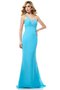 Abito da Sera Sirena in Chiffon Naturale Senza Maniche Spazzola Treno