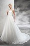 Abito da Sposa Naturale Cerniera Ball Gown con Nastro Lunghi