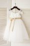 Abito da Cerimonia Bambini Ball Gown Senza Maniche con Fusciacca in Tulle Tondo