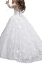 Abito da Cerimonia Bambini con Fiore A Terra Ball Gown con Maniche Lunghe in Tulle