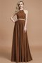 Abito da Damigella con Increspato Anello Cerniera in Chiffon Naturale