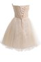 Vestito Laurea A-Line in Tulle Cerniera con Perline Corto