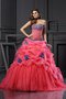 Abito Quinceanera Ball Gown Senza Maniche in Organza Coda A Strascico Cappella Cuore