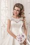 Abito da Sposa con Applique Naturale A-Line in Raso V-Scollo