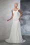 Abito da Sposa con Increspato Lungo Coda A Strascico Corto Largo Bretelle in Chiffon