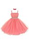 Abito da Cerimonia Bambini A-Line in Organza con Paillette con Piega Senza Maniche