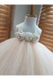 Abito da Cerimonia Bambini Alla Caviglia con Increspature in Tulle Ball Gown con Fiore