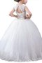 Abito da Cerimonia Bambini con Fiore A Terra Ball Gown Senza Maniche con Nastro