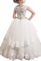 Abito da Cerimonia Bambini Ball Gown in Tulle Tondo Senza Maniche in Pizzo