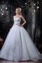 Abito da Sposa con Festone in Tulle Naturale Allacciato Lungo