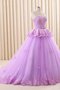 Abito Quinceanera A-Line in Pizzo Lunghi in Tulle in Raso