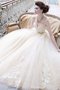 Abito da Sposa con Applique Ball Gown Schiena Nuda Naturale con Fusciacca