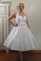 Abito da Sposa Senza Maniche con Fiocco in Taffeta con Increspature Naturale