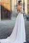 Abito da Sposa V-Scollo Naturale con Fiore Sensuale a Chiesa