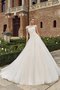 Abito da Sposa in Tulle con Applique Largo in Pizzo A Terra