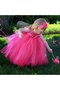 Abito da Cerimonia Bambini con Increspature con Piega Ball Gown in Tulle con Fiocco