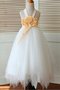 Abito da Cerimonia Bambini Largo Bretelle con Fiore Ball Gown Conotta Alta Vita