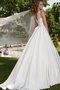 Abito da Sposa in Raso con Nastro con Fusciacca A-Line in Pizzo