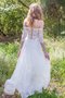 Abito da Sposa con Mezze Maniche in Pizzo con Applique A Terra Formale E Informale