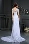 Abito da Sposa Lungo in Chiffon Naturale Tubino V-Scollo