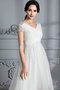 Abito da Sposa A-Line Naturale con Manica Corte in Tulle Asimmetrici