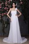 Abito da Sposa in Chiffon con Fiore Senza Maniche Allacciato con Increspature