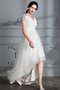 Abito da Sposa A-Line Naturale con Manica Corte in Tulle Asimmetrici