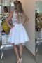 Abito homecoming in tulle naturale mini con perline magnifico senza maniche