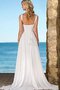 Abito da Sposa a Spiaggia con Applique Alta Vita V-Scollo in Chiffon