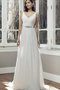 Abito da Sposa Naturale in Chiffon Tubino con Criss-cross A Terra