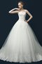 Abito da Sposa in Tulle in Paillette con Applique A-Line con Perline