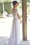 Abito da Sposa A-Line in Chiffon con Manica Corte con Fusciacca V-Scollo