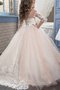 Abito da Cerimonia Bambini con Maniche Lunghe Ball Gown in Tulle con Fiore Naturale