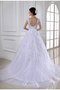 Abito da Sposa in Tulle in Raso con Perline Largo Bretelle Coda A Strascico Cappella