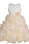 Abito da Cerimonia Bambini A-Line con Increspature Naturale in Tulle Tondo