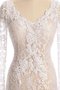 Abito da Sposa Elegante con Maniche Lunghe V-Scollo in Pizzo Tubino