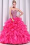 Abito Quinceanera Allacciato con Increspature A Terra Senza Spalline in Tulle