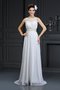 Abito da Sposa A-Line con Increspature in Chiffon Coda A Strascico Cappella Lungo