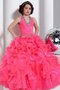 Abito da Cerimonia Bambini Ball Gown Senza Maniche Lungo A Terra in Organza