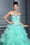 Abito Quinceanera con Perline Cuore A Terra Senza Maniche Ball Gown