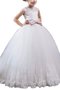 Abito da Cerimonia Bambini con Fiore A Terra Ball Gown Senza Maniche con Nastro