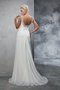 Abito da Sposa con Increspato Lungo Coda A Strascico Corto Largo Bretelle in Chiffon