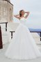 Abito da Sposa con Fiocco Senza Spalline in Tulle con Applique Naturale